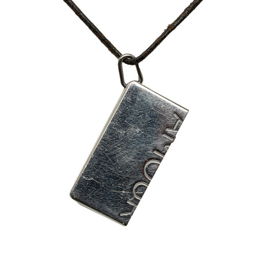 Hermes Symbol Amour Necklace Silver Black Metal Leather