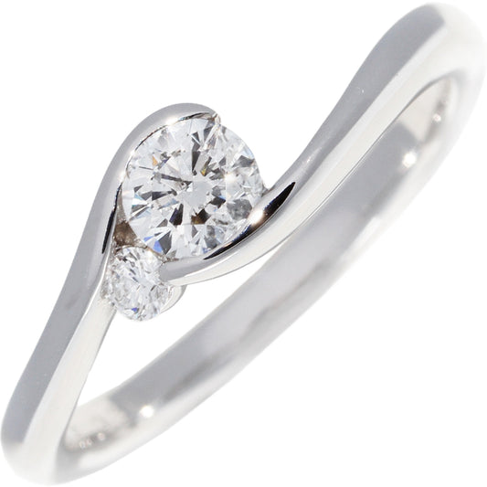 Pt900 Platinum Diamond Ring 0.30ct/0.05ct