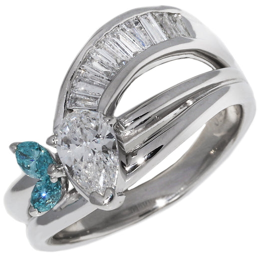 Pt900 Platinum Diamond Ring 0.412ct Blue Diamond 0.48ct