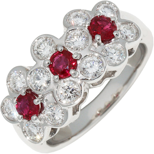 Pt900 Ruby Diamond Ring