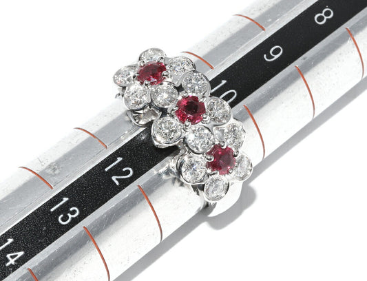 Pt900 Ruby Diamond Ring