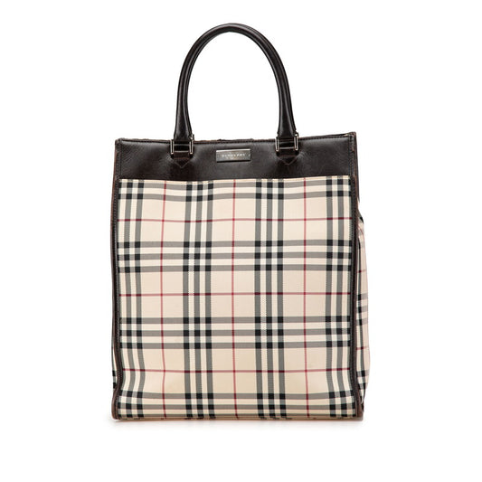 Burberry Nova Check Canvas Leather Handbag