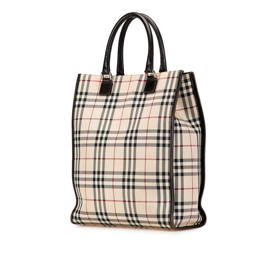 Burberry Nova Check Canvas Leather Handbag