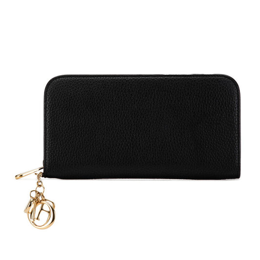 Dior Diorissimo Leather Zip Wallet Black Purple