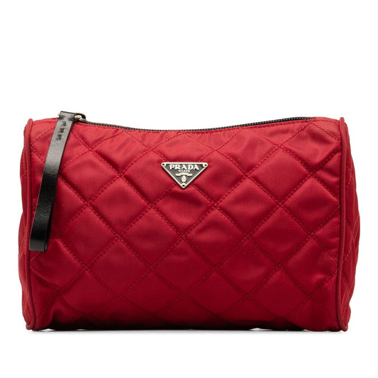 Prada Quilted Nylon Leather Pouch MV599