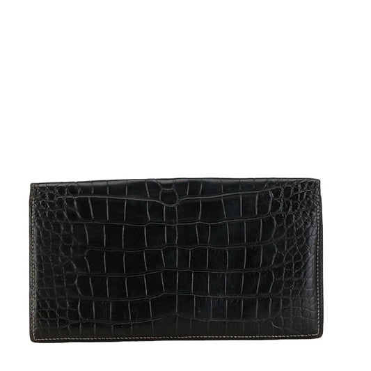 Hermes Alligator Long Wallet Black