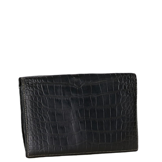 Hermes Alligator Long Wallet Black