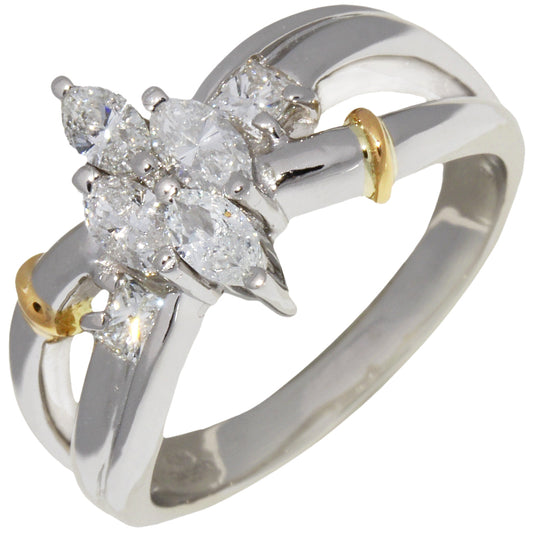 Pt900 K18YG Diamond Ring 0.65ct