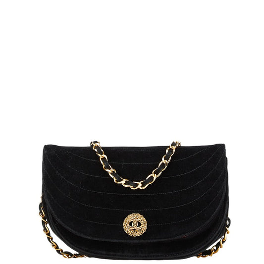 Chanel Suede Half Moon Chain Shoulder Bag