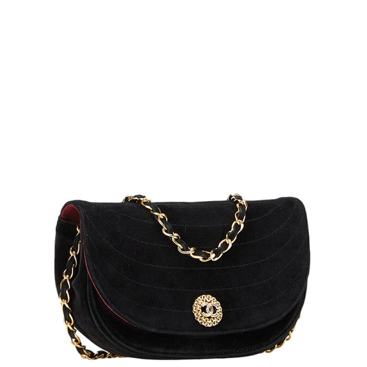 Chanel Suede Half Moon Chain Shoulder Bag