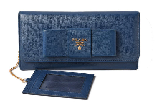 Prada Embossed Leather Long Wallet with Pass Case 1MH132