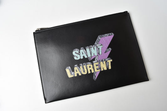 Saint Laurent Leather iPad Mini Clutch Bag