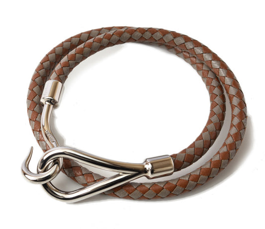 Hermes Leather Jumbo Bracelet Brown/Grey