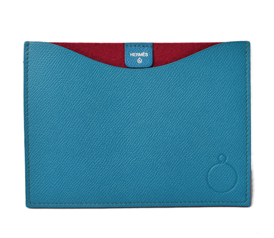 Hermes Flat Pouch Pass Case Blue Red