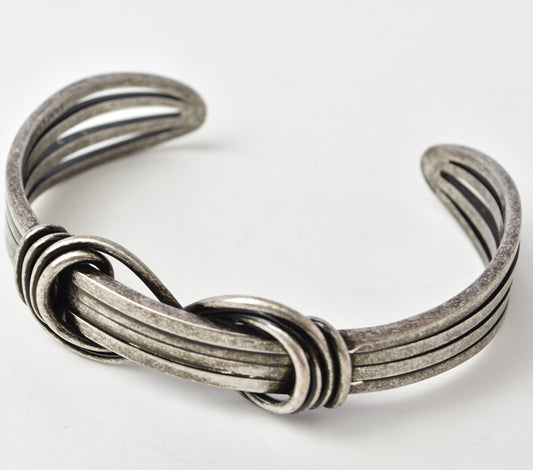 Saint Laurent Vintage Silver Brass Cuff Bracelet