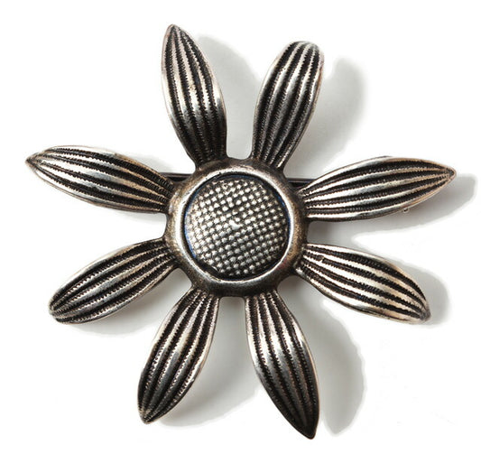 Saint Laurent Flower Motif Brooch Vintage Silver