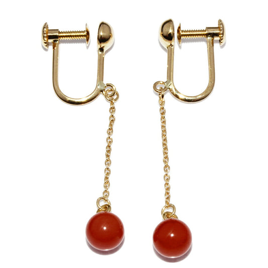 K18YG Yellow Gold Coral Earrings