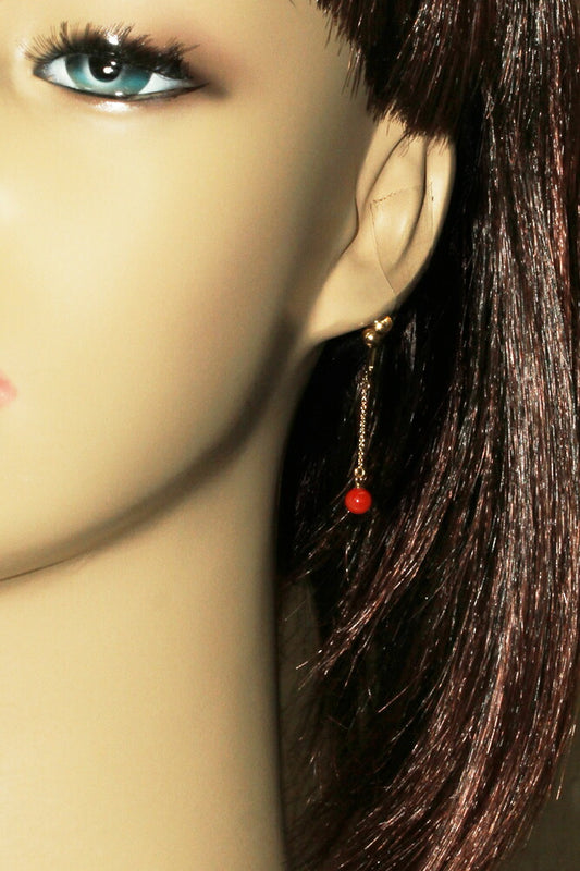 K18YG Yellow Gold Coral Earrings