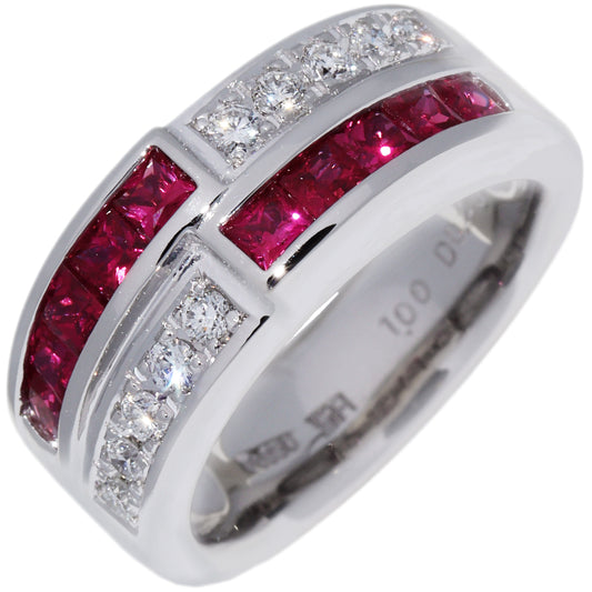 Pt950 Ruby Ring 1.00ct Diamond 12.5