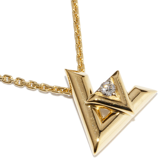 Louis Vuitton K18YG Diamond Pendant Necklace Q93805