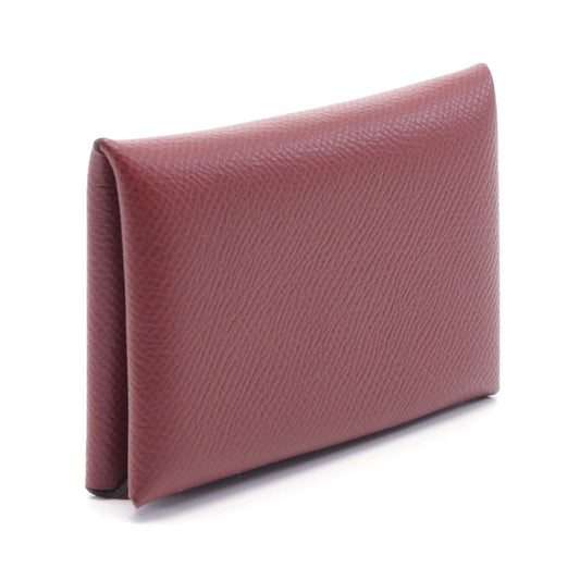 Hermes Calvi Verso Coin Case Wallet Bordeaux