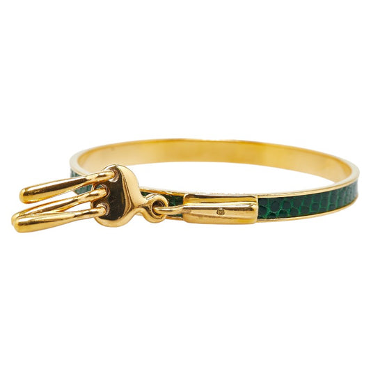 Hermes Gold Green Lizard Bracelet