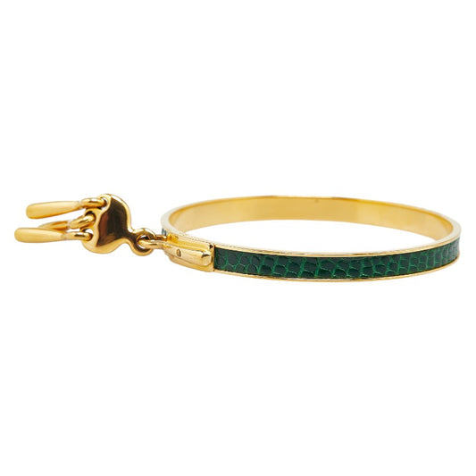 Hermes Gold Green Lizard Bracelet