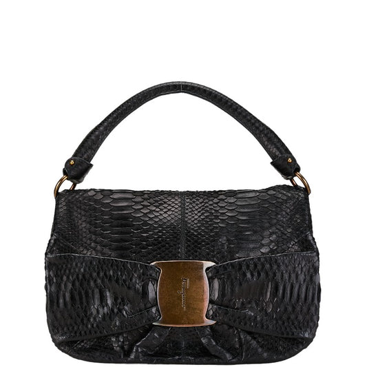 Salvatore Ferragamo Python Vara Ribbon Leather Handbag