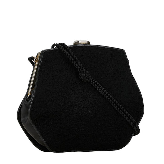 Fendi Sheepskin Shoulder Bag Black