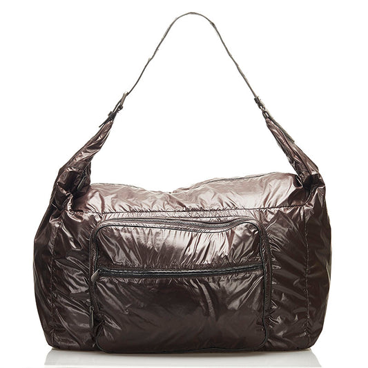 Bottega Veneta Nylon Leather Spinnaker Shoulder Bag