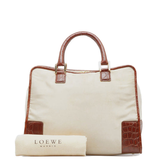 Loewe Leather Nylon Amazona Croc Embossed Handbag