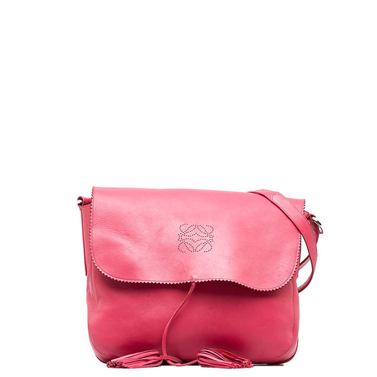 Loewe Anagram Tassel Pink Leather Shoulder Bag