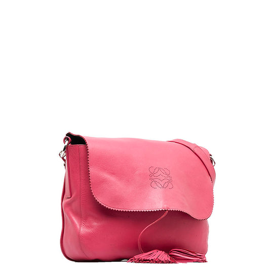 Loewe Anagram Tassel Pink Leather Shoulder Bag