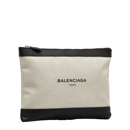 Balenciaga Canvas Leather Logo Clutch Bag