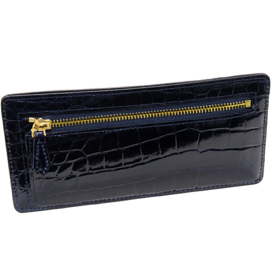 Crocodile Zipper Long Wallet Fragment Case Blue