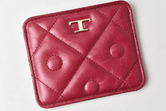 Tod's Leather Card Case Bordeaux