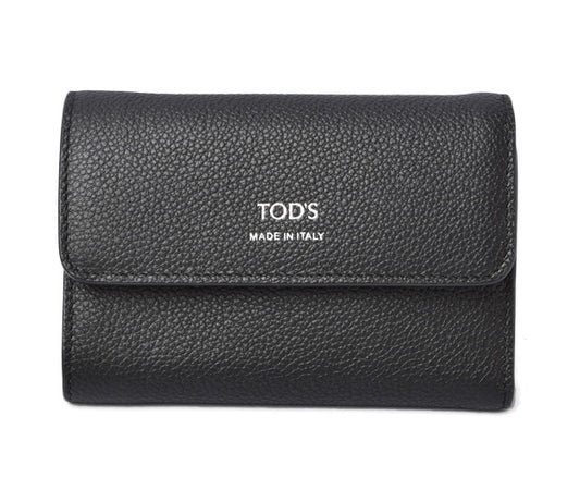 Tod's Leather Trifold Wallet Double TT Black/Pink