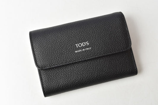 Tod's Leather Trifold Wallet Double TT Black/Pink