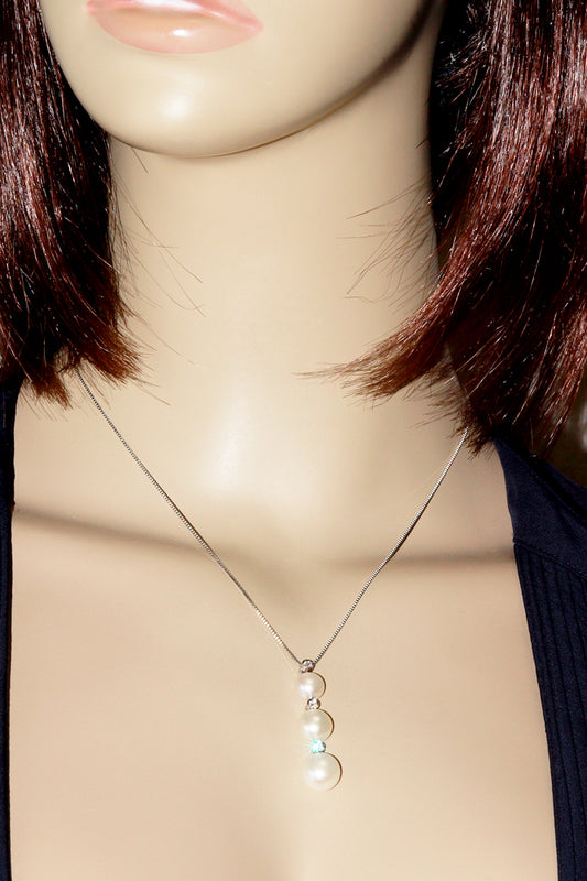 Pt900 Pt850 Pearl Pendant Necklace