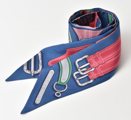 Hermes Silk Twilly Scarf Blue Multi