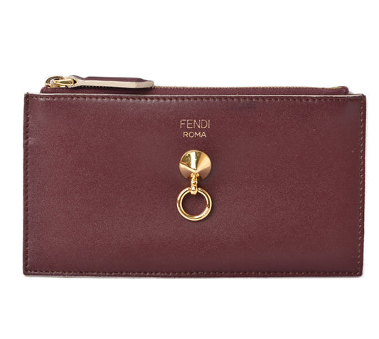 Fendi Mini Wallet Card Case Burgundy