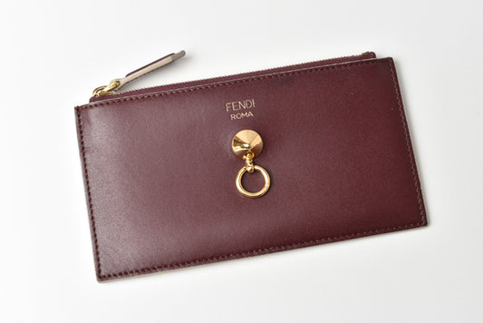 Fendi Mini Wallet Card Case Burgundy