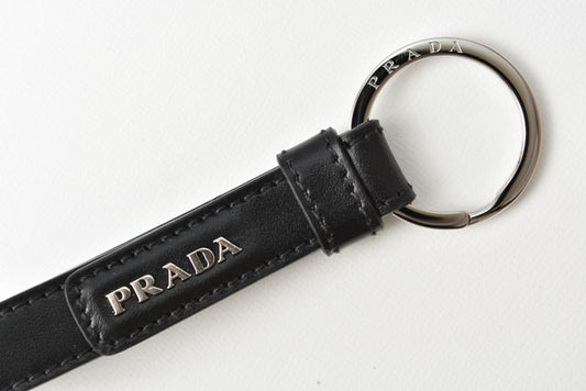 Prada Leather Metal Keyring Keychain Bag Charm