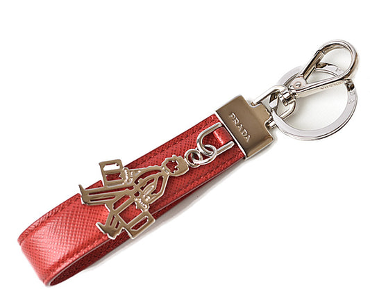 Prada Leather Metal Keyring Keychain Bag Charm