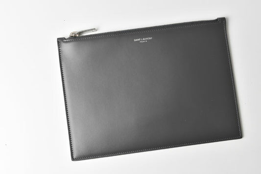 Saint Laurent Flap Clutch Bag Grey