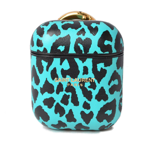 Yves Saint Laurent AirPods Case Leopard Blue/Black