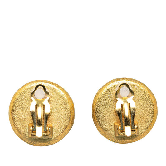 Chanel Vintage Coco Mark Earrings Gold Black