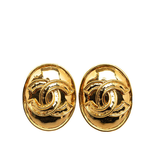 Chanel Vintage Coco Mark Earrings Gold