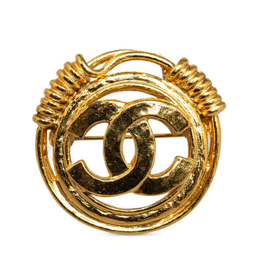 Chanel Vintage Coco Mark Brooch Gold Plated