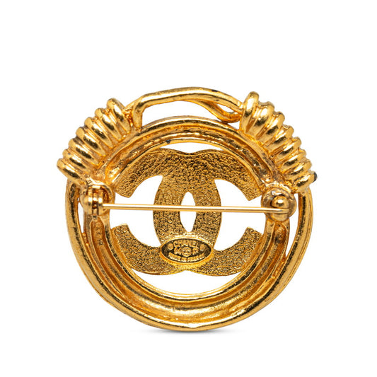 Chanel Vintage Coco Mark Brooch Gold Plated